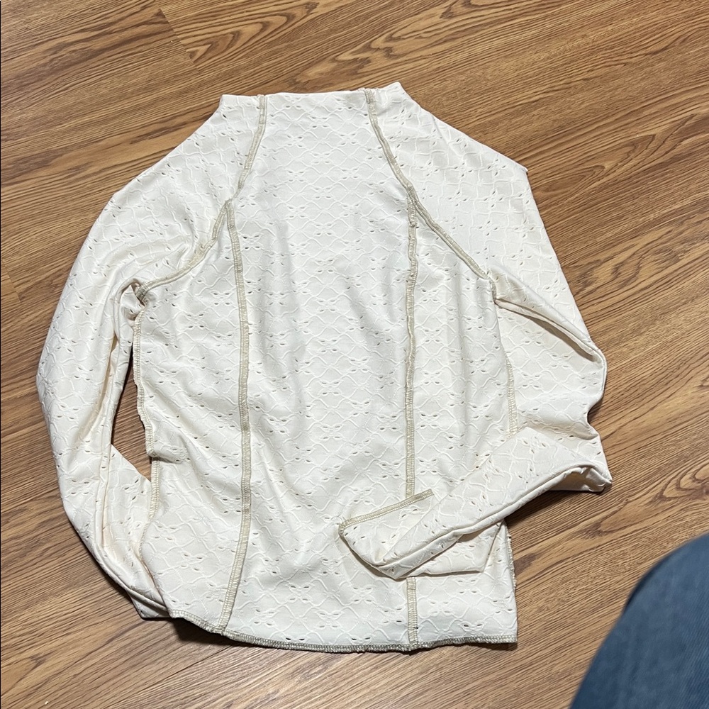 Urban Outfitters Cream Eyelet Long Sleeve Top